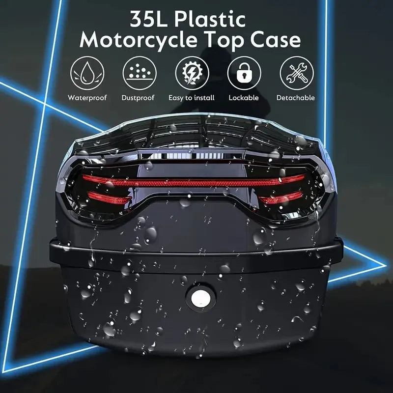 1pc 35L Motorcycle Top Box, Motorcycle Trunk ABS Material Wear-Resistant with Lock, Motorcycle Accessories,Motorcycle Helmet