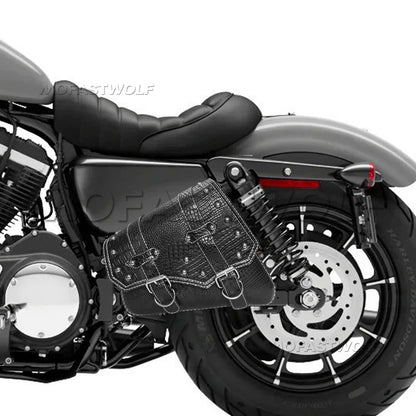 Motorcycle Bag For Harley Sportster Honda Suzuki Yamaha Kawasaki Leather Motorcycle Saddle Bag Waterproof Side Bags Tool Pouch