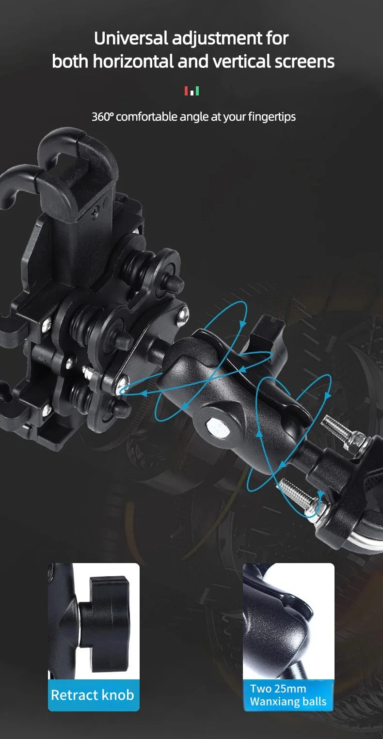 Motorcycle Phone Mount Holder With Shock Absorption & Shockproof Clip - Secure Phone Mount for Motorcycle Riding phone holder