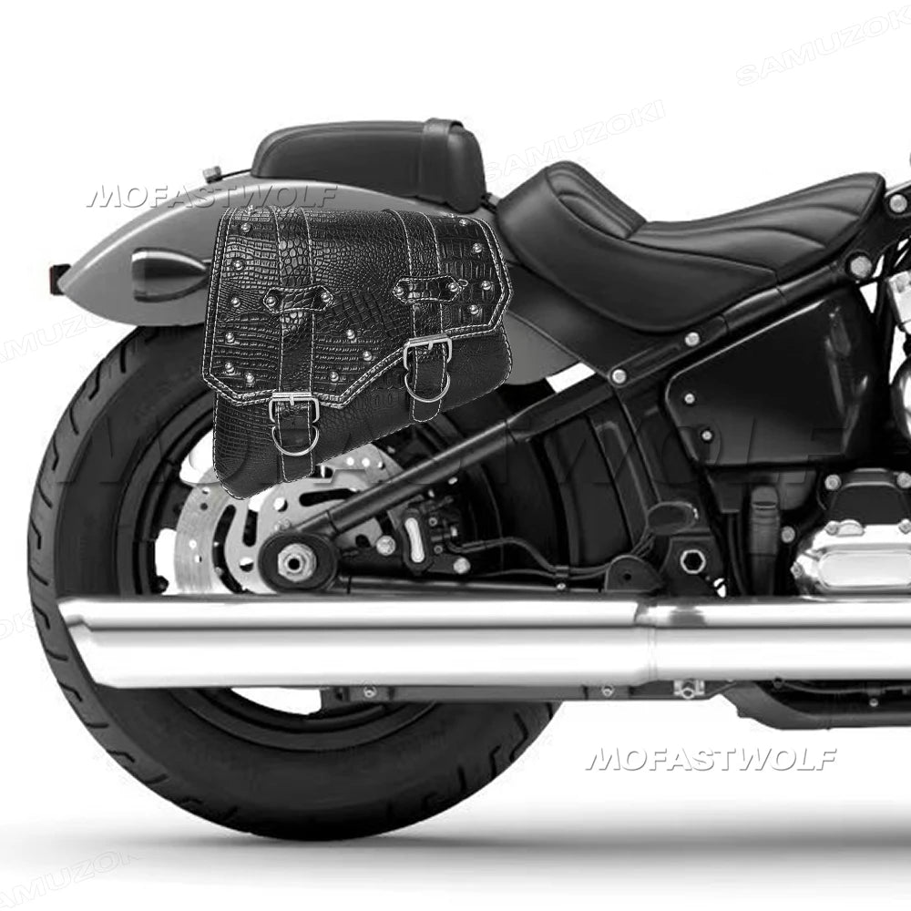 Motorcycle Bag For Harley Sportster Honda Suzuki Yamaha Kawasaki Leather Motorcycle Saddle Bag Waterproof Side Bags Tool Pouch