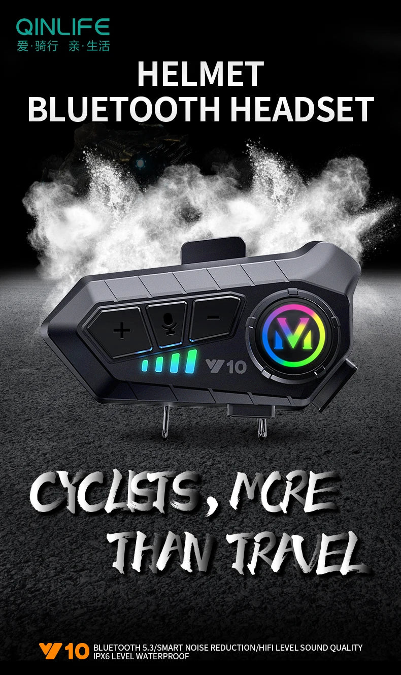 Helmet Bluetooth 5.3 Headset 2000Mah Ultra-Long Life Waterproof Noise Reduction High Definition MP3 Music Player Speaker