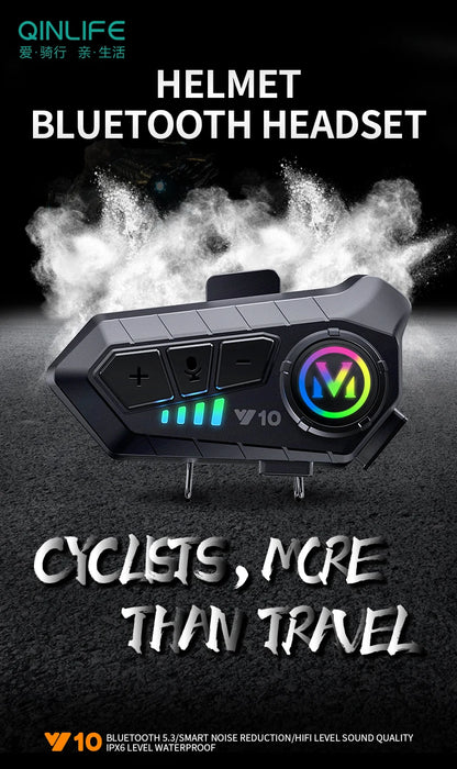 Helmet Bluetooth 5.3 Headset 2000Mah Ultra-Long Life Waterproof Noise Reduction High Definition MP3 Music Player Speaker