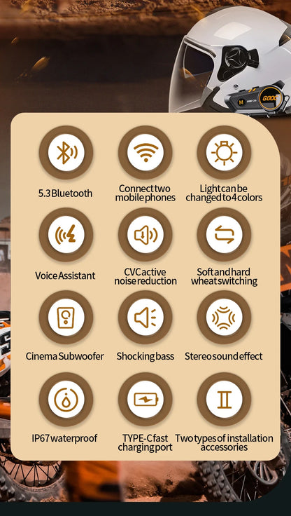 Bluetooth Motorcycle Helmet Headset Headphone Wireless Motor Bike Handsfree Stereo Earphone Speaker Noise Reduction With Mic